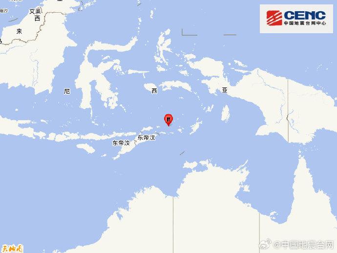 印尼班达海发生5.7级地震 震源深度140千米