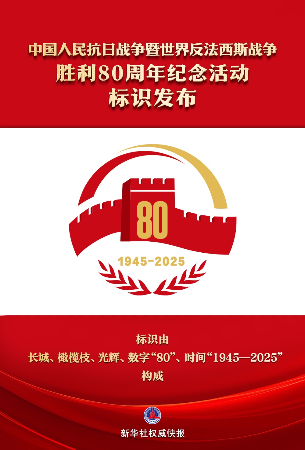 新华社权威快报|中国人民抗日战争暨世界反法西斯战争胜利80周年纪念活动标识发布